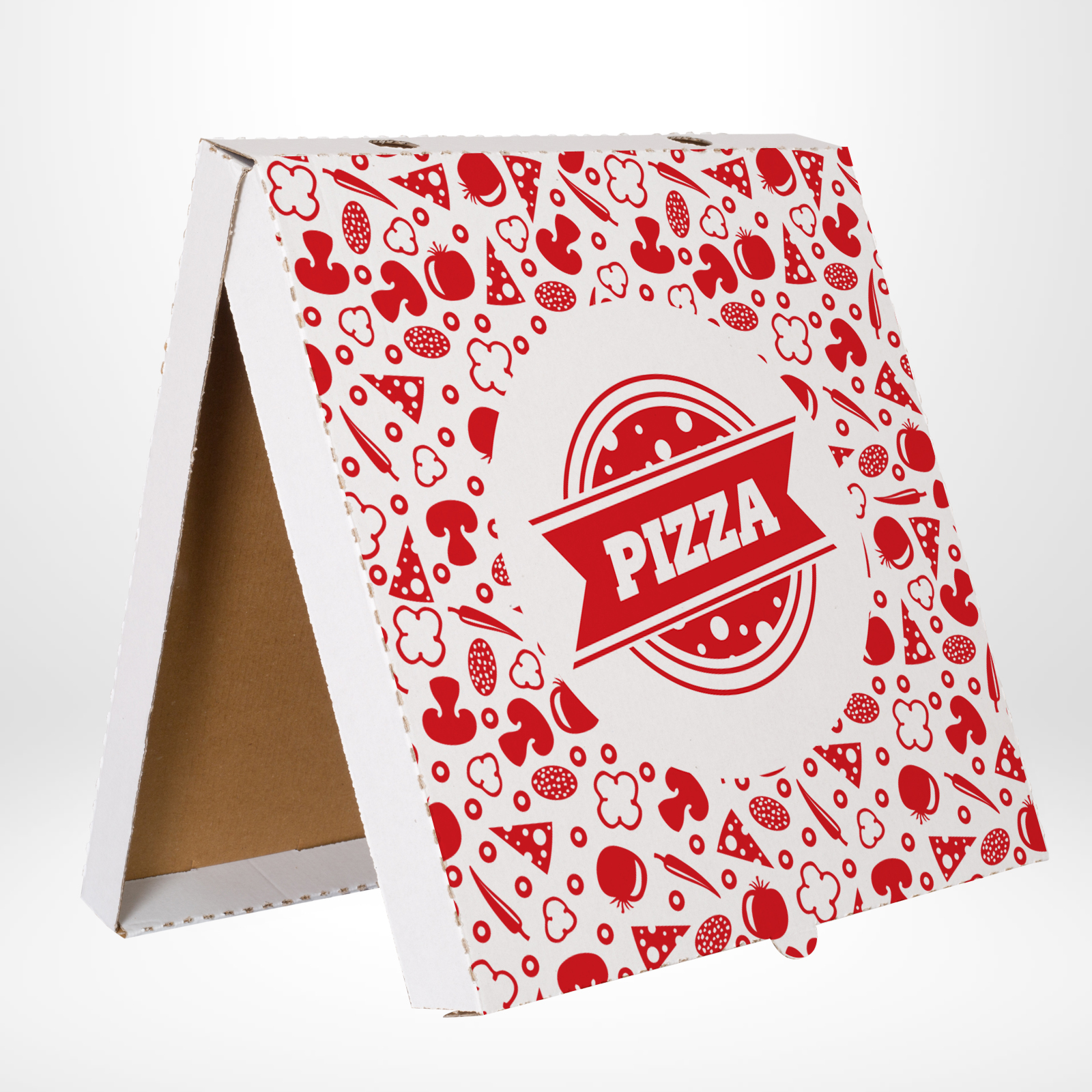 KRABICE NA PIZZU 30 x 30 x 3 cm Bílo - Hnědá s potiskem