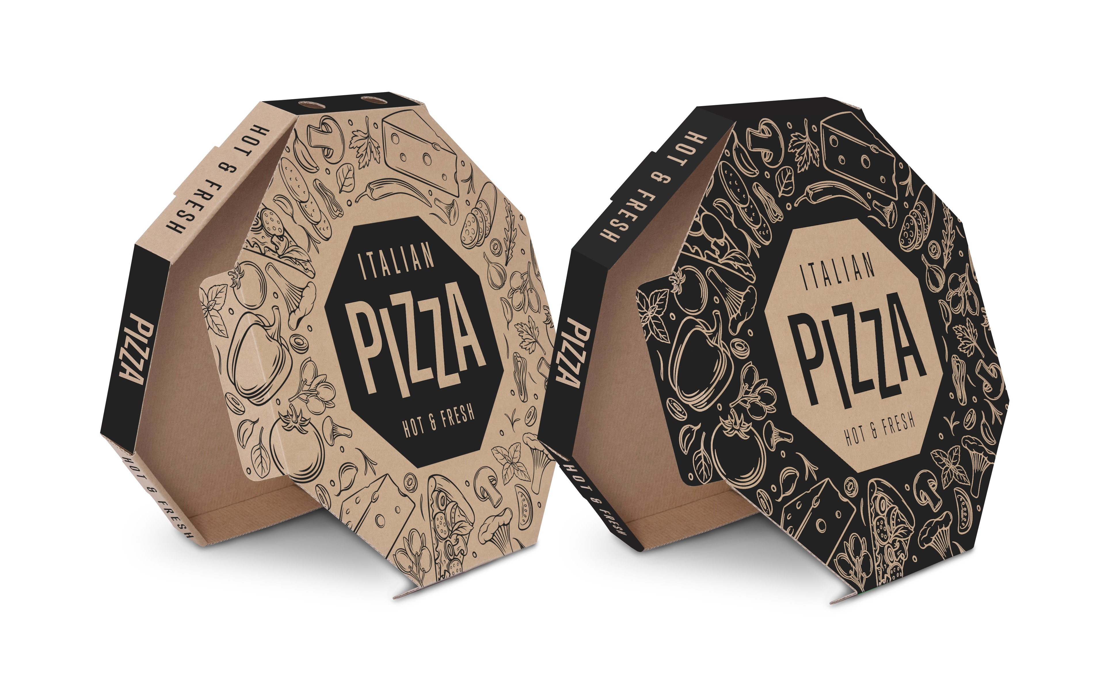 KRABICE NA PIZZU 32,5 x 32,5 x 3 cm s potiskem Italian Pizza