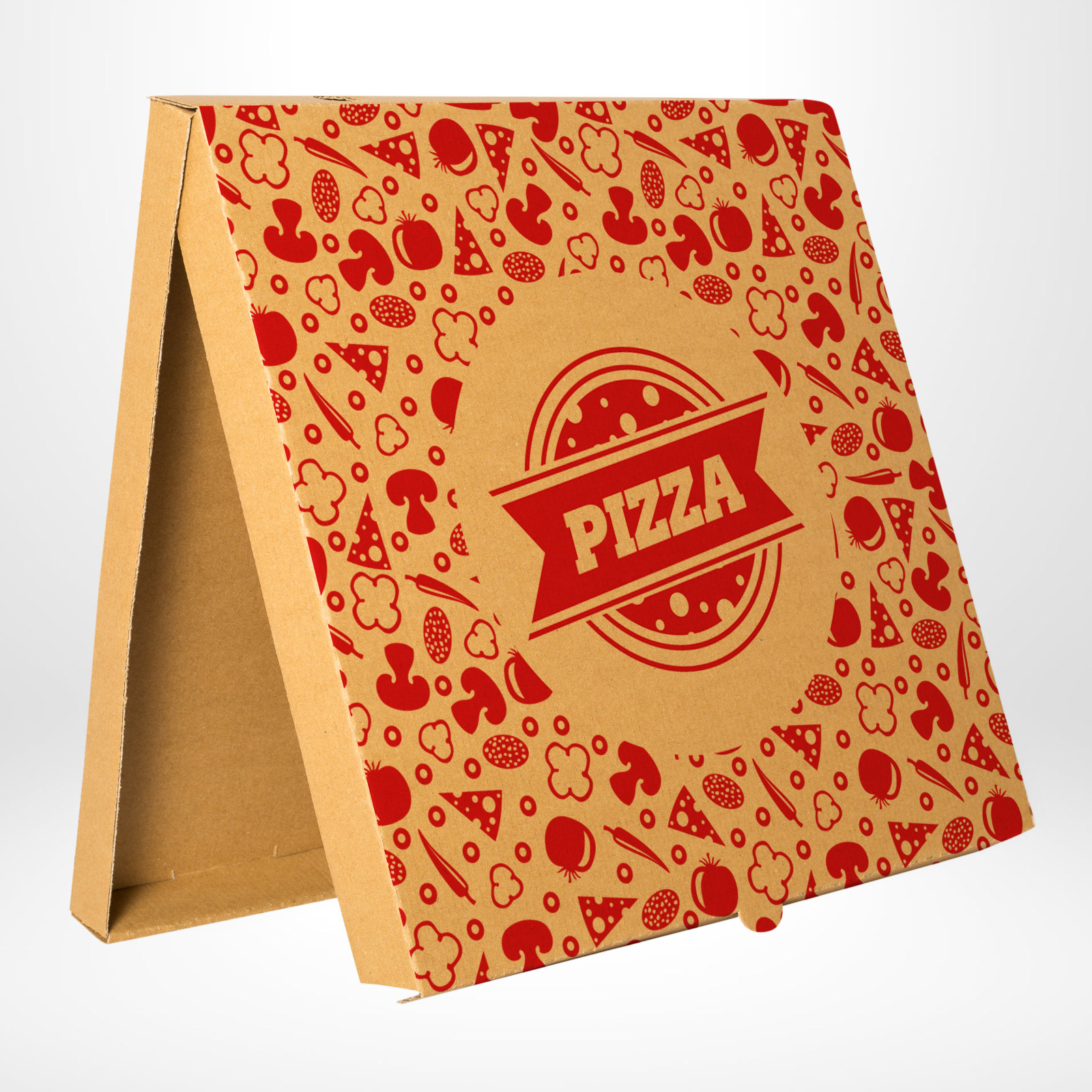 KRABICE NA PIZZU 40 x 40 x 3 cm Hnědá s potiskem